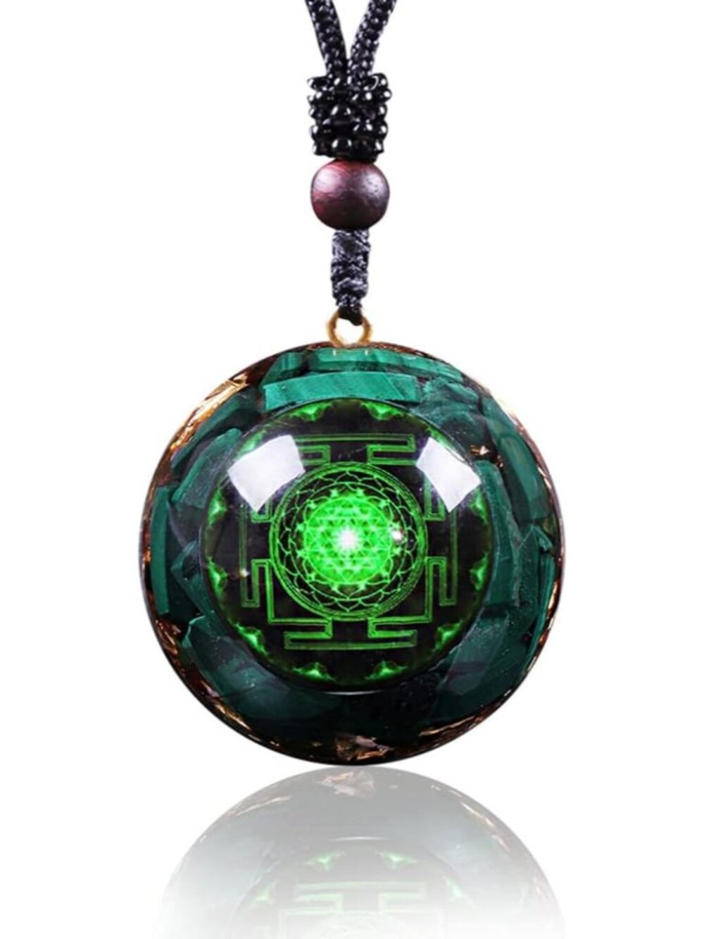 Orgonite Pendant Malachite Green Crystal Orgone Pendant Necklace Reiki Spiritual